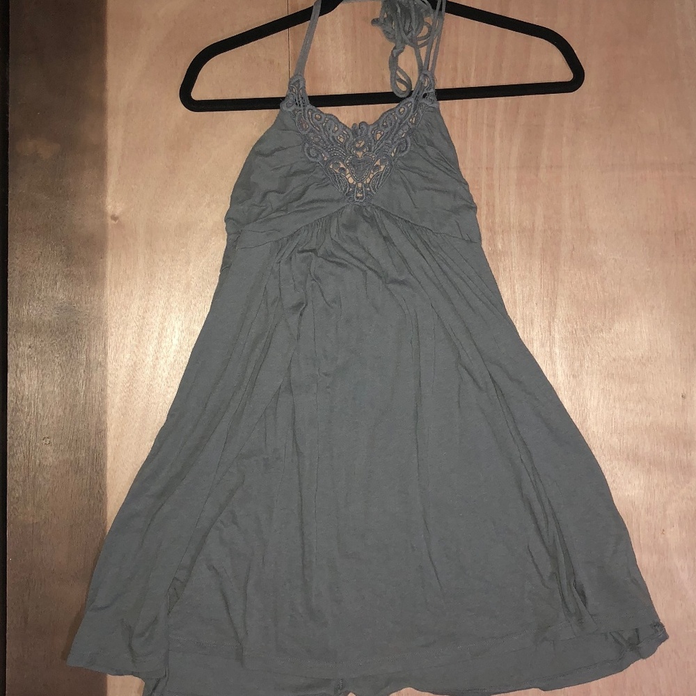 GRAY HALTER SUNDRESS